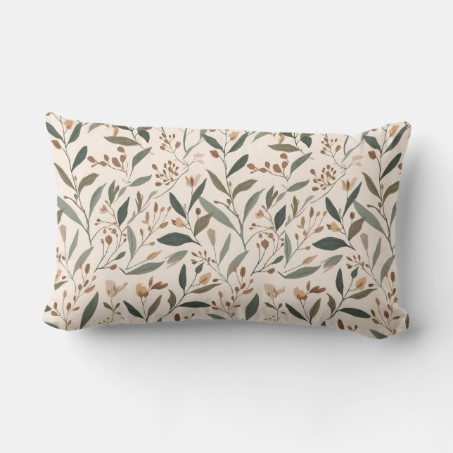 Modern jordnära blommönster lumbarkudde (Baksida)