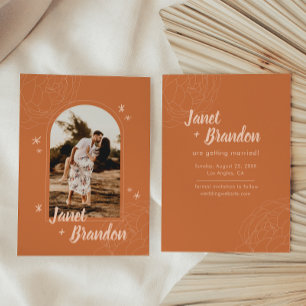 Modern Jordnära Boho Minimalistisk Bröllop Spara Datumet