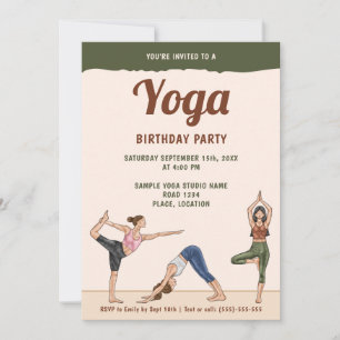 Modern Jordnära Boho Yoga Kvinnors Födelsedagsfest Inbjudningar