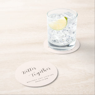 Modern jordnära neutral bröllop underlägg papper rund