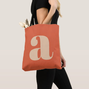 Modern jordnära orange fet retro monogram initial tygkasse