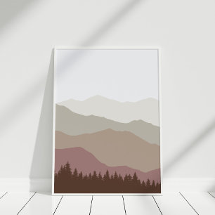 Modern jordton abstrakt berglandskap vägg poster