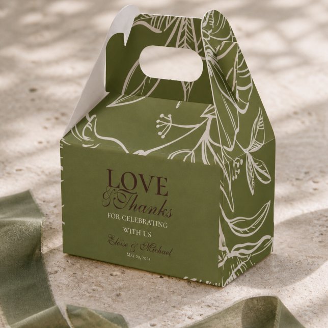 Modern jordton Floral kärlek och tack Bröllop  Presentaskar (Modern Earth Tone Floral Love and Thanks Wedding Favor Boxes
)