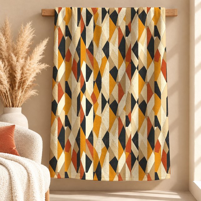 Modern jordton Geometric Boho filt (Modern Earthy Tone Geometric Boho Blanket)
