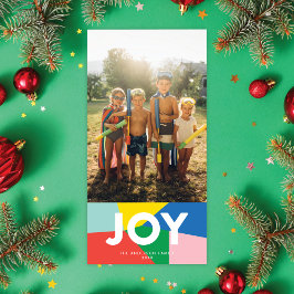 Modern JOY Colorful Mosaic Helgdag Photo Card
