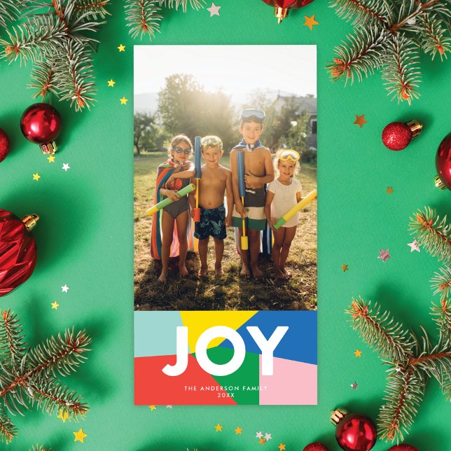 Modern JOY Colorful Mosaic Helgdag Photo Card (Skapare uppladdad)