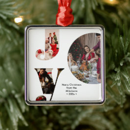 Modern Joy Family Photo Collage Julgransprydnad Metall
