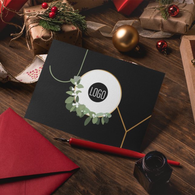 Modern Joy för Business Logotyp Wandan Glad helg (Modern JOY Corporate Holiday greeting folded card with logo and message.)