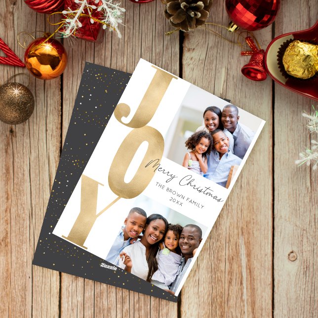 Modern JOY God jul 2-fotominimalist Julkort (Skapare uppladdad)