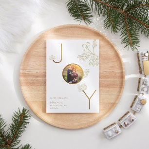 Modern Joy Helgdag Photo Foliage Guld-kort Kort