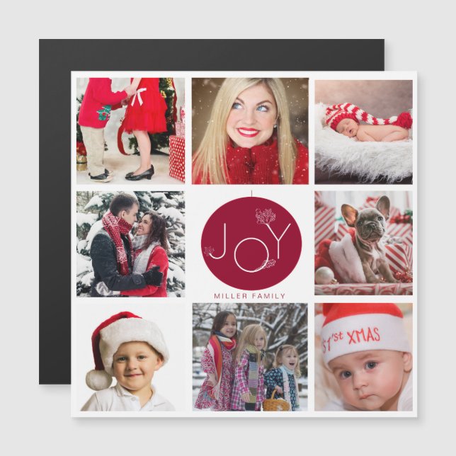 Modern Joy Photo Collage Helgdag Magnetic Card (Fram/baksida)