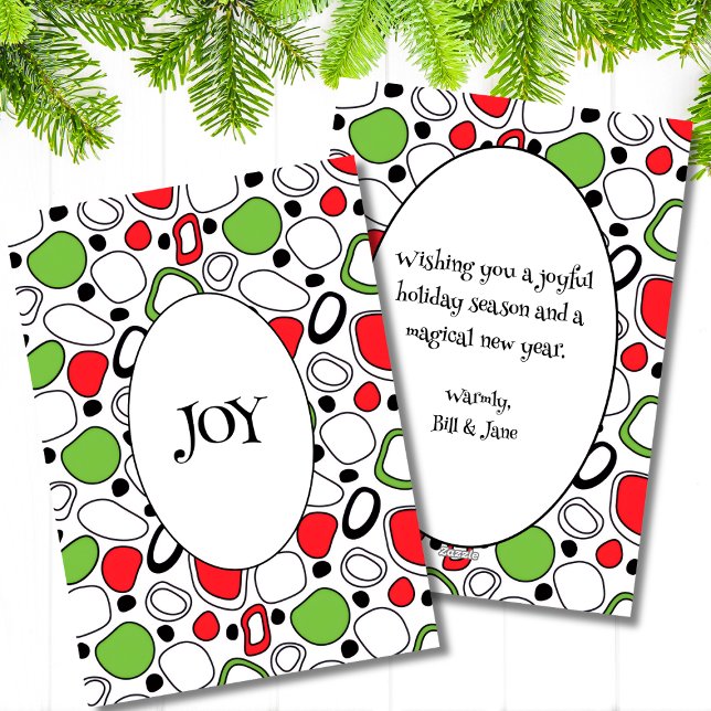 Modern JOY Semesterbostadskort – Anpassat meddelan Julkort (Modern Joy Holiday Flat Card)