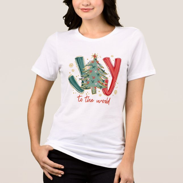 Modern Joy to The World Christian Christmas  T Shirt (Framsida)