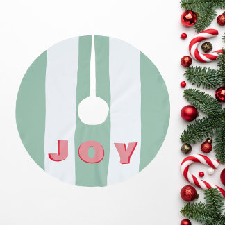 Modern "Joy"-typografi för Bright stripe-Grönt Julgransmatta Borstad Polyester