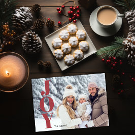 Modern Joy Typography Minimal 1 Photo Tartan Play Julkort