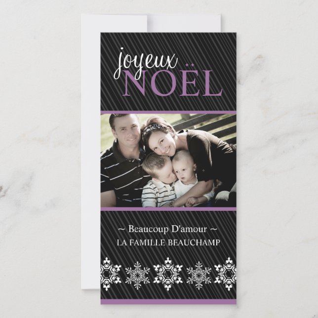 Modern "Joyeux Noel"-fotokort Julkort (Framsida)