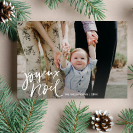 Modern Joyeux Noel Hand skrev julfoto Julkort