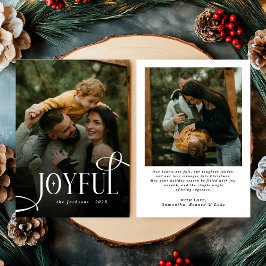 Modern Joyful Family 2 Photo Christmas  Julkort