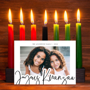 Modern Joyous Kwanzaa Mudcloth Mönster Photo Julkort