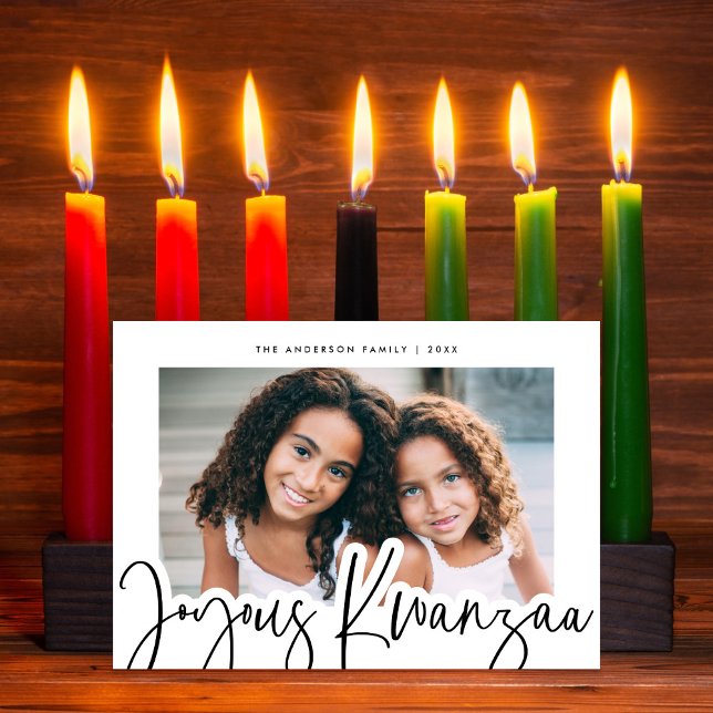 Modern Joyous Kwanzaa Mudcloth Mönster Photo Julkort (Skapare uppladdad)