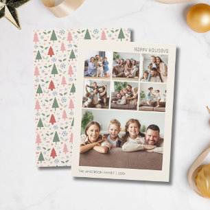 Modern jul 7-familjens fotokollage julkort