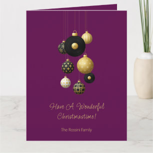 Modern jul Bauble Lila Guld Photo Kort