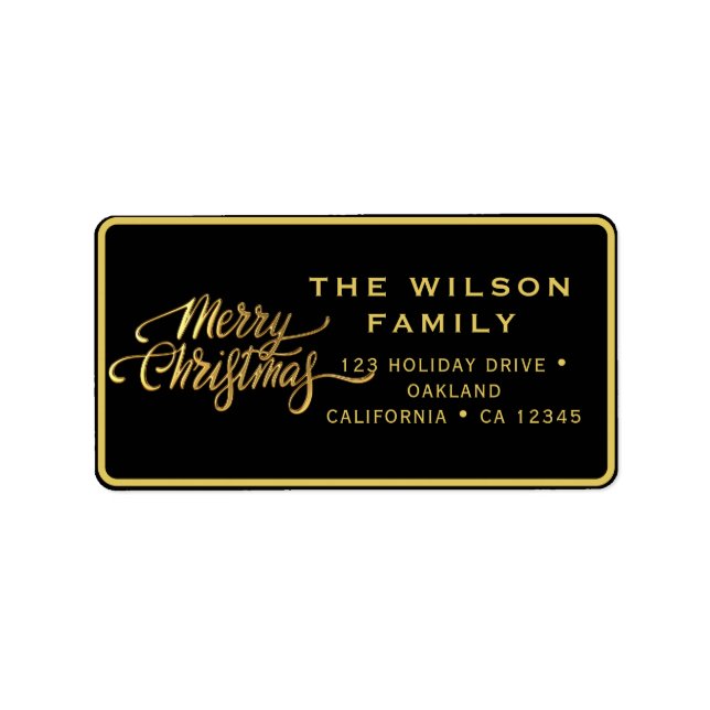Modern jul Black Adressetikett (Framsidan)