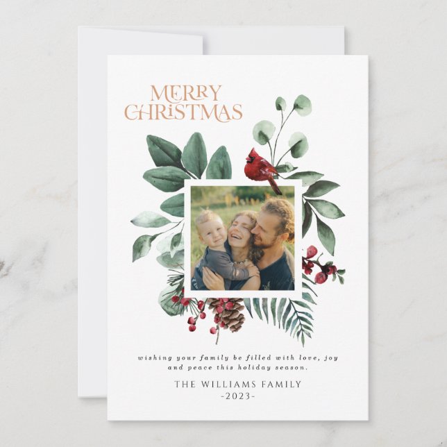 Modern jul-blomning på botaniskt torg 1 foto julkort (Framsida)