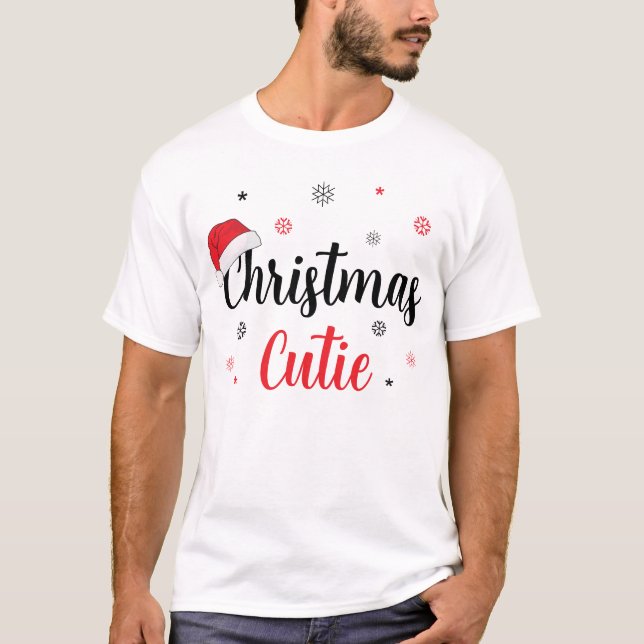 Modern jul Cutie Quote Santa Hat T-Shirt (Framsida)