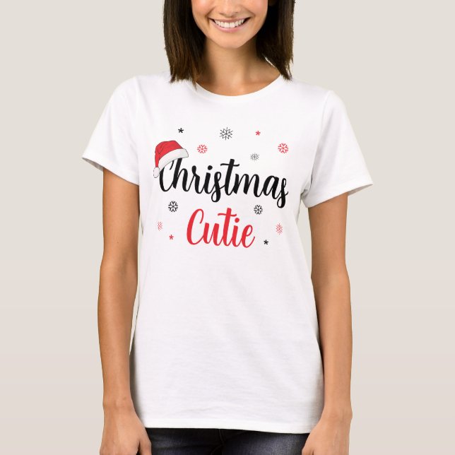 Modern jul Cutie Santa Hat T Shirt (Framsida)