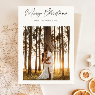 Modern jul Elegant Boho Simple Photo Julkort