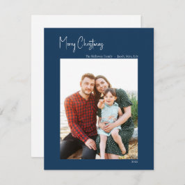 Modern jul | Ett blått Lodrät - enkelfoto Julkort