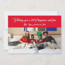 Modern jul familjefoto firande röd
