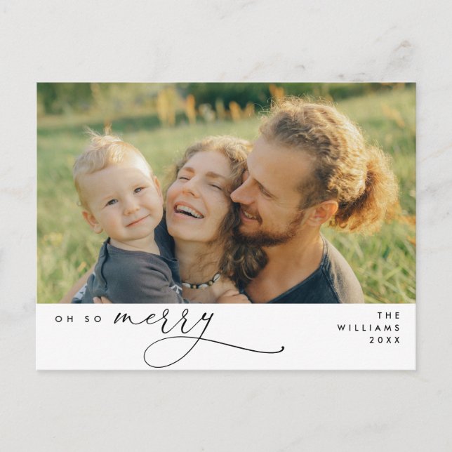 Modern, jul, familjefoto, så glad vykort (Framsida)