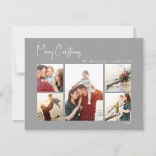 Modern jul Fem foto Silver Julkort