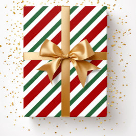 Modern Jul Festiva Röda Gröna Ränder Jul Presentpapper