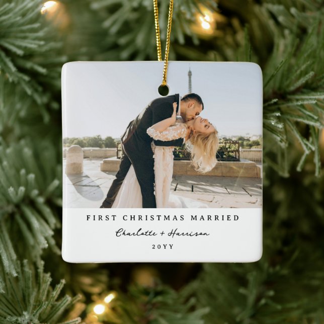 Modern Jul för Nygifta 1:a Julen Foto Julgransprydnad Keramik (Träd)