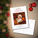 Modern jul-foto-familjen Baby Red Helg Vykort<br><div class="desc">Modern vykort för julgranen,  med ett enkelt baby-fototema och en röd typografi. Med röd anpassade lägger du till egen information. Du kan också ändra fotot med ett eget för att göra det unikt. Underbar för att skicka speciella helgdag önskemål till vänner och familj.</div>