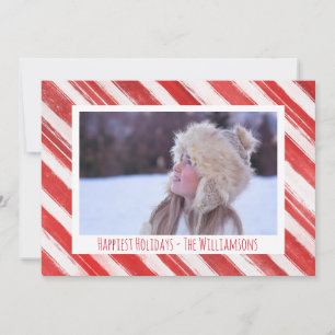 Modern jul-foto för Helgdag Candy cane Rand Julkort