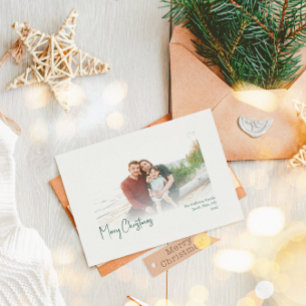 Modern jul Fotokort med matad Grönt Julkort