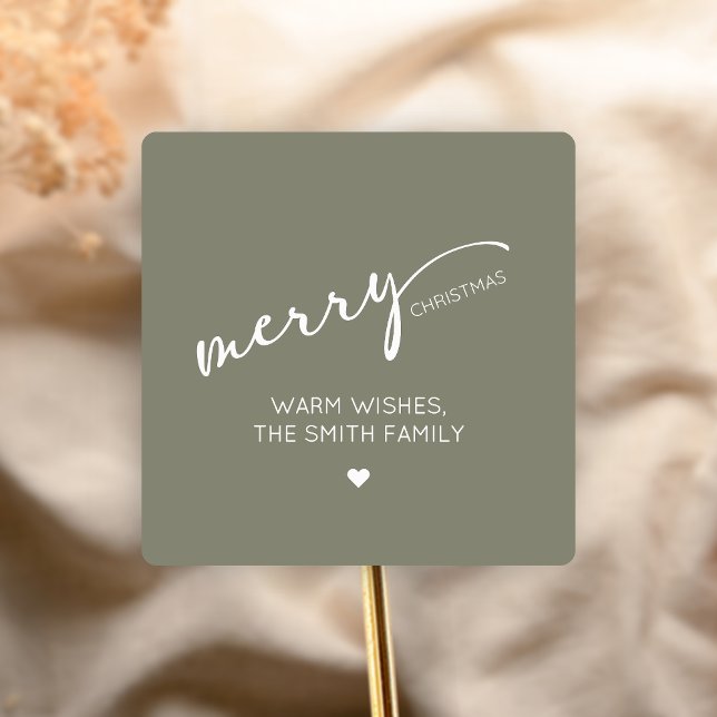 Modern jul fyrkantigt klistermärke (Modern Merry Christmas Holiday Sticker)