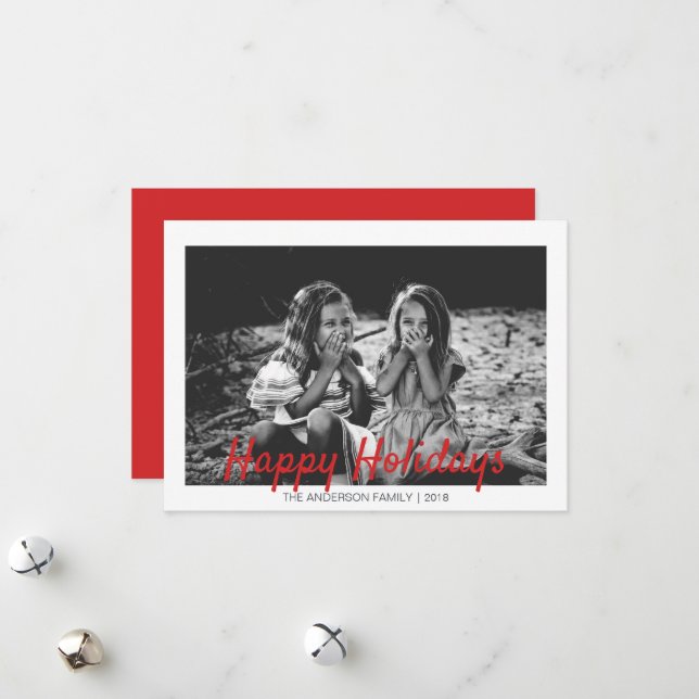 Modern jul Glad helg Photo Julkort (Fram/Back In Situ)