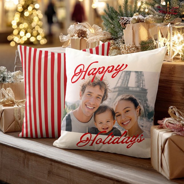 Modern Jul Glad Jul Familj Minne Kudde (Skapare uppladdad)