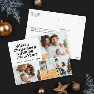 Modern Jul Glad Nyår Foto Grid Helg Vykort