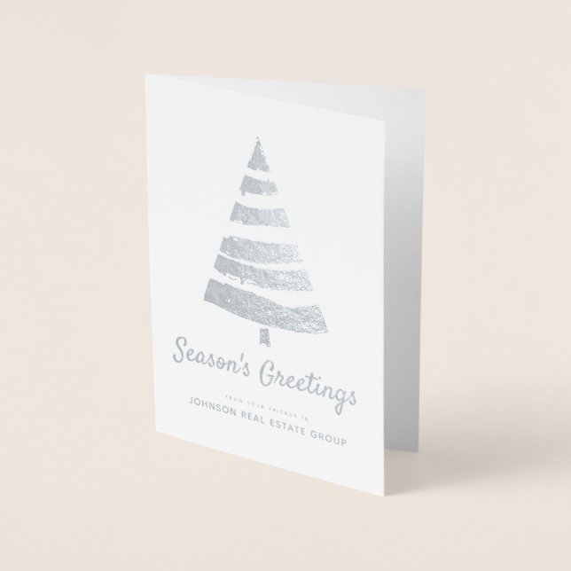 Modern jul Gräs Träd | Holiday Greetings Folierat Kort (Framsida)