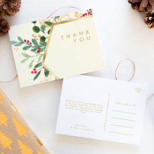 Modern jul Greenery Cream Bröllop Tack Vykort