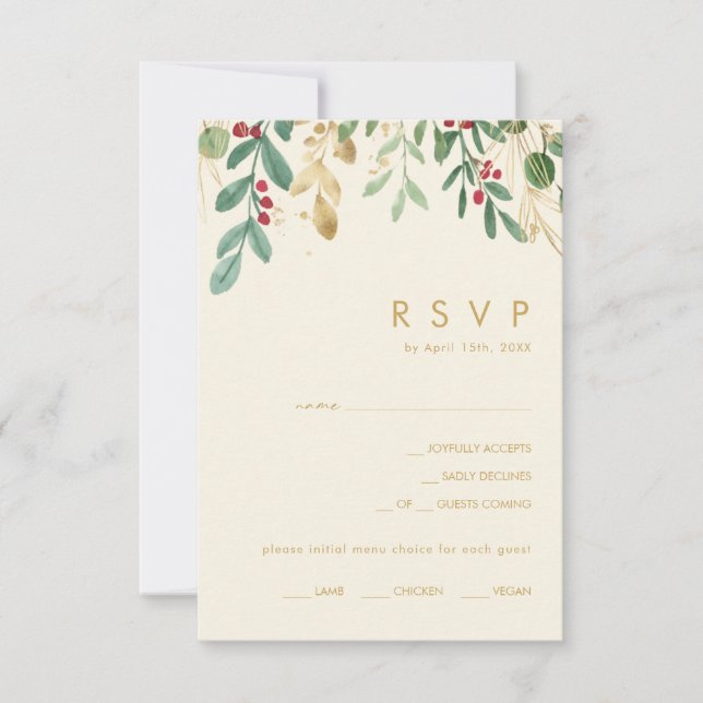 Modern jul Greenery | Cream Menu Choice OSA Kort (Framsida)