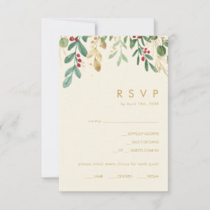 Modern jul Greenery Cream Menu Choice OSA Kort