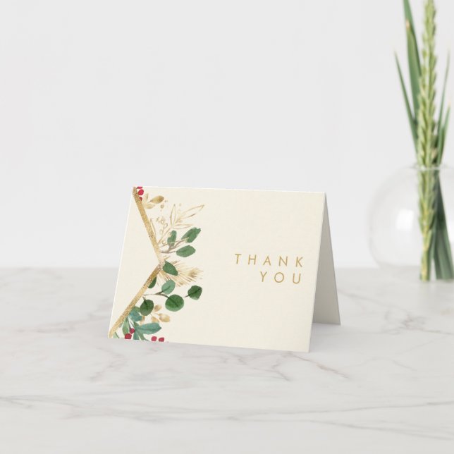 Modern jul Greenery | Cream - tackkort (Framsida)