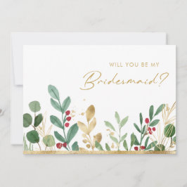 Modern jul Greenery | Frieri i Bridesmaid Inbjudningar